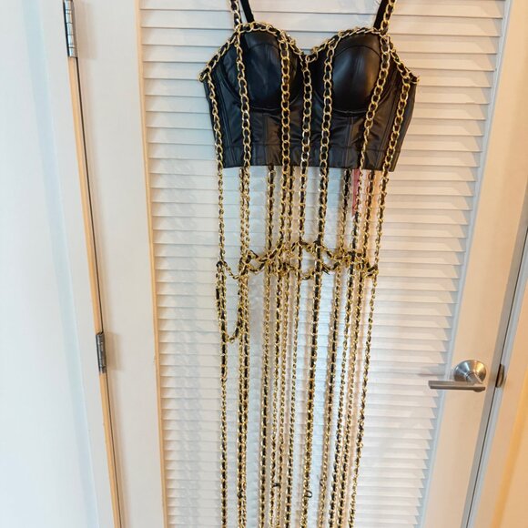 Sold Out NWT Akira Long Chain Black Bustier Top - Large - Picture 5 of 5